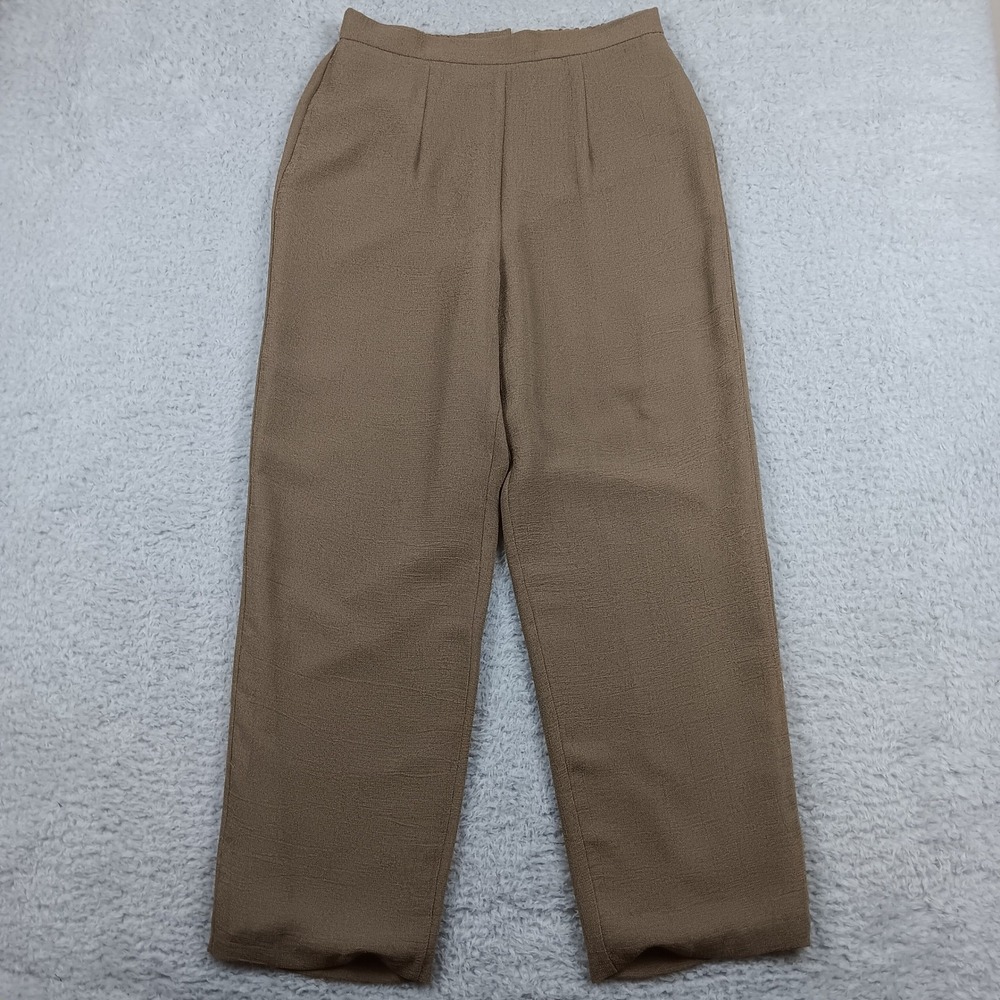 Joseph‎ Ribkoff Pant Trouser Womens 14 Brown Pleated High Rise Straight 01221
